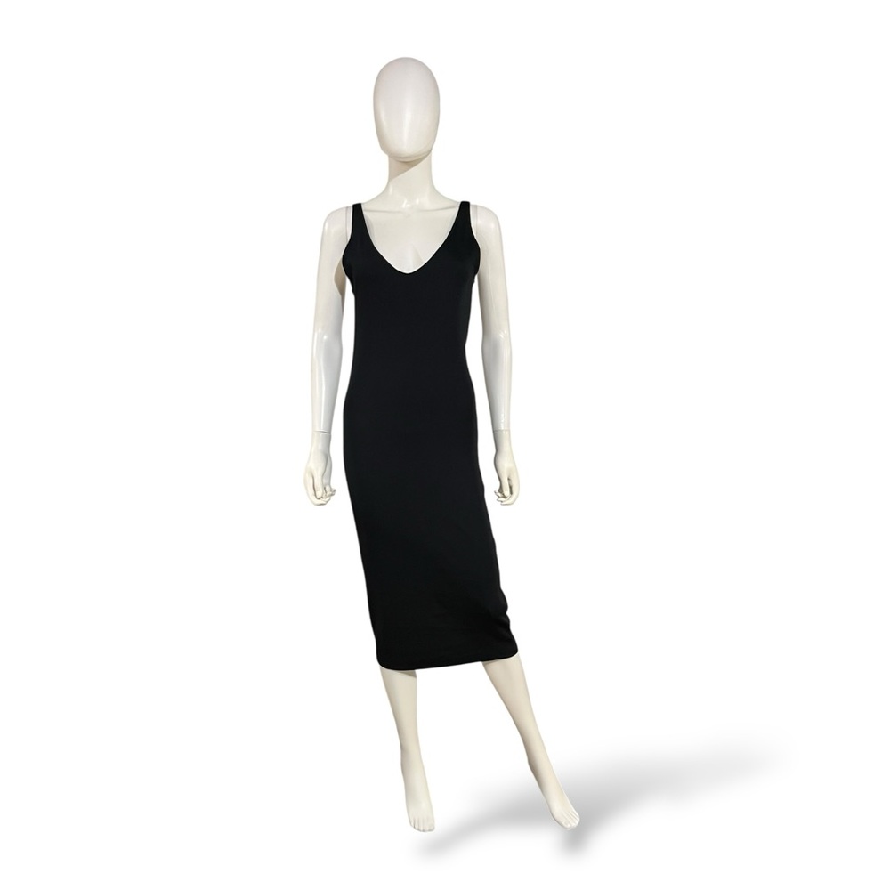 H&M Black Sleeveless Ribbed Midi Dress, 12